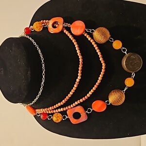 2 Stone, Satin, Wood & acrylic Beaded Necklaces